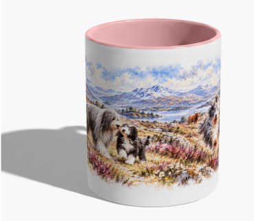 Preview: Frühling in den Highlands - Bearded Collie Tasse No. 1